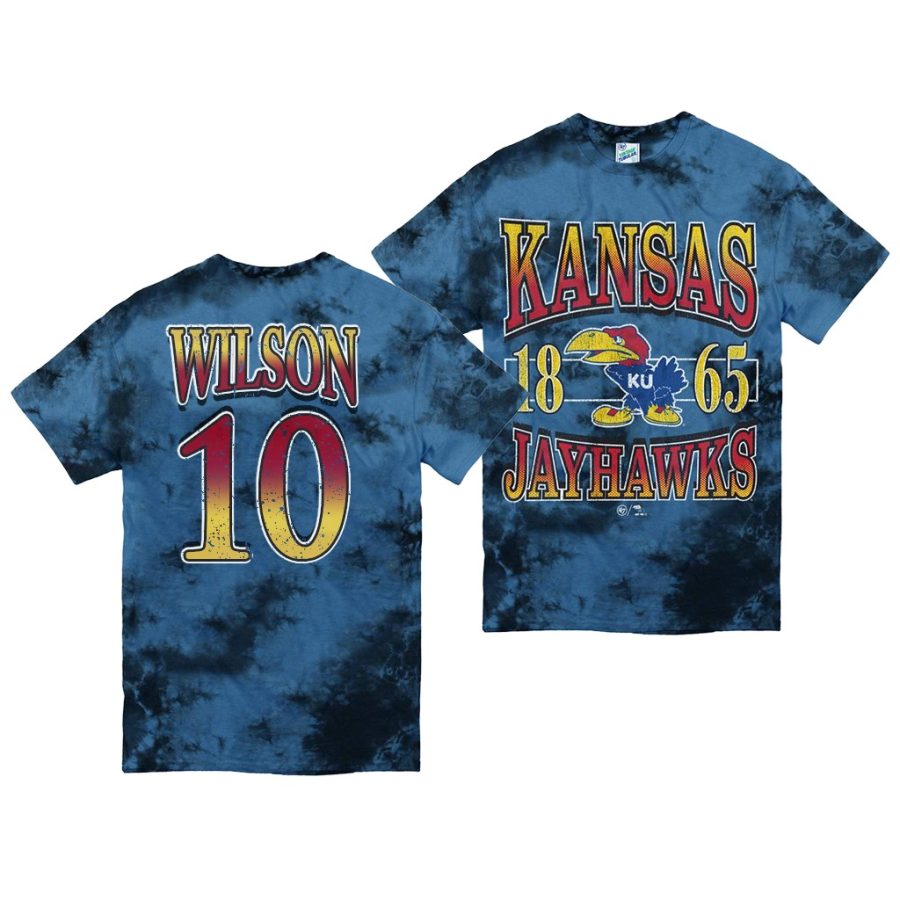 kansas jayhawks jalen wilson blue vintage tubular retro tie dye t shirt