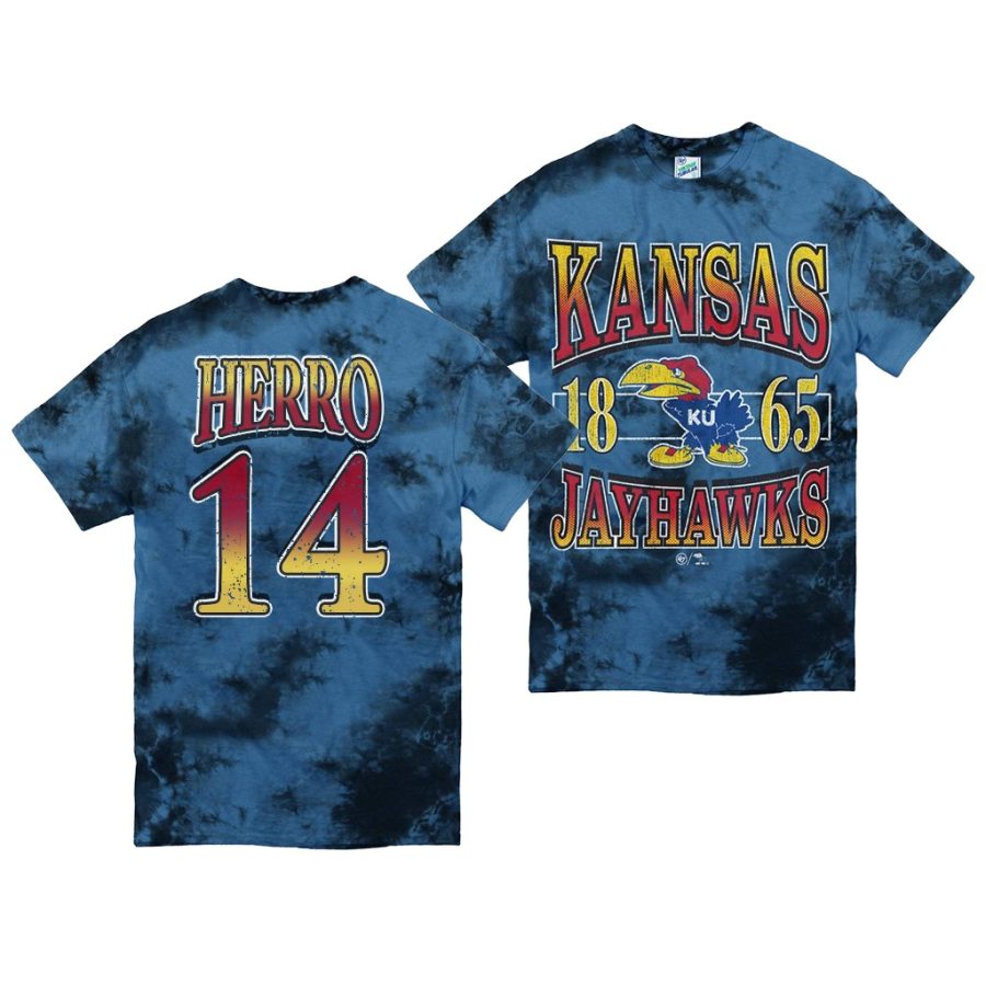 kansas jayhawks tyler herro blue vintage tubular retro tie dye t shirt