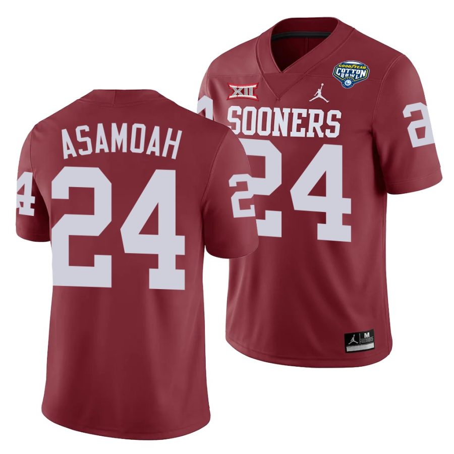 oklahoma sooners brian asamoah crimson 2020 cotton bowl classic college football jersey