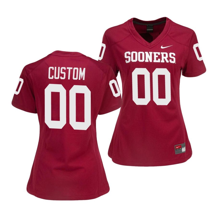 oklahoma sooners custom crimson college football women's jersey