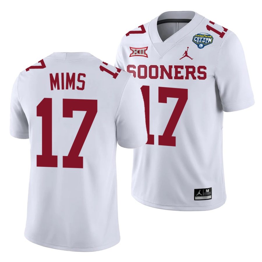 oklahoma sooners marvin mims white 2020 cotton bowl classic college football jersey