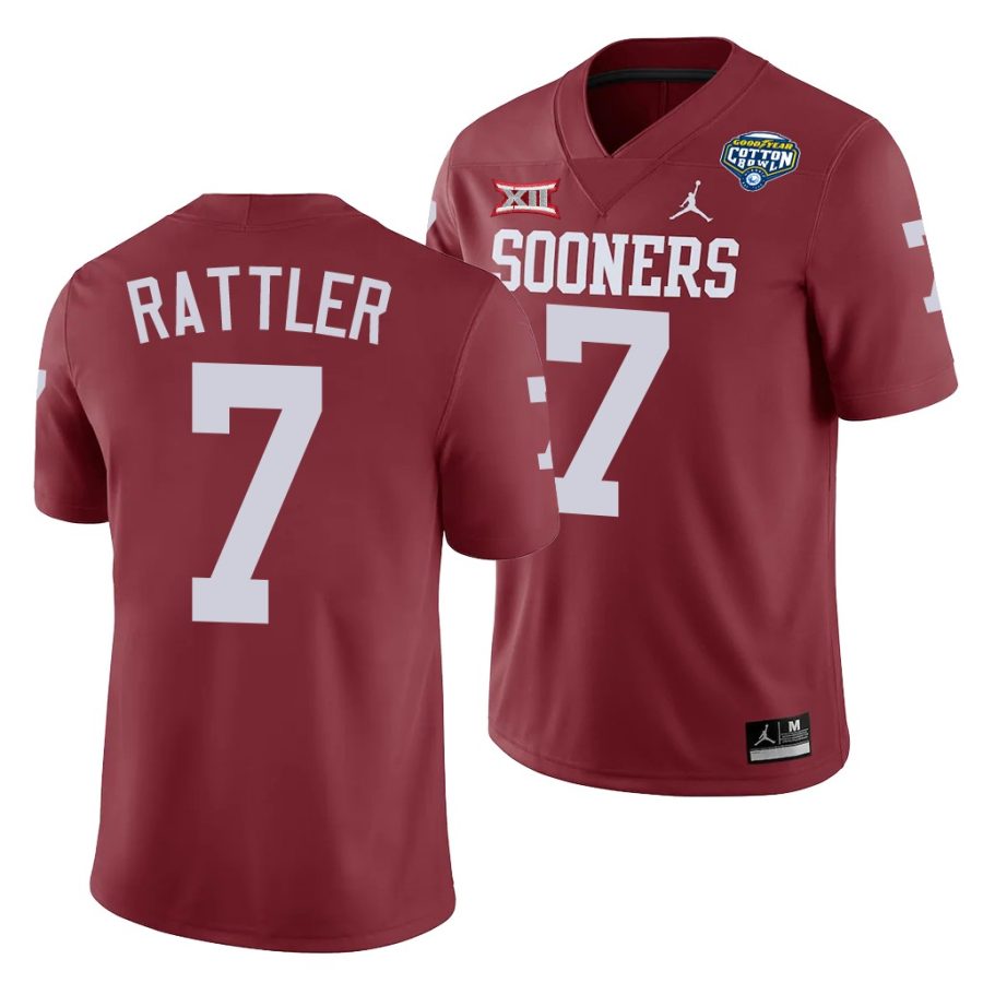 oklahoma sooners spencer rattler crimson 2020 cotton bowl classic college football jersey