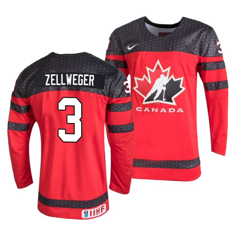 olen zellweger red 2022 iihf world junior championship away jersey