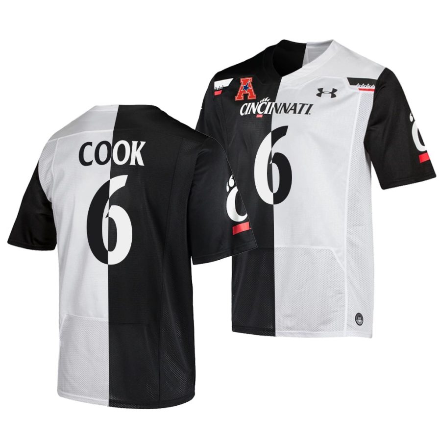 2021 22 cincinnati bearcats bryan cook black white split edition college football jersey