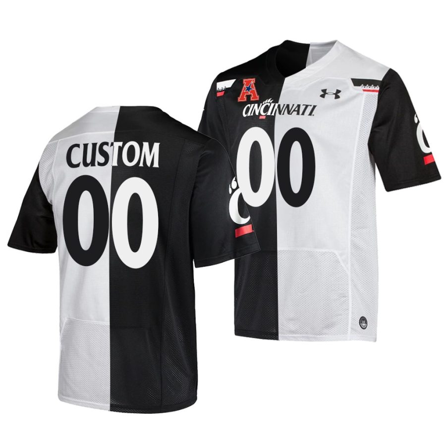 2021 22 cincinnati bearcats custom black white split edition college football jersey