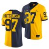 2021 22 michigan wolverines aidan hutchinson navy maize split edition college football jersey