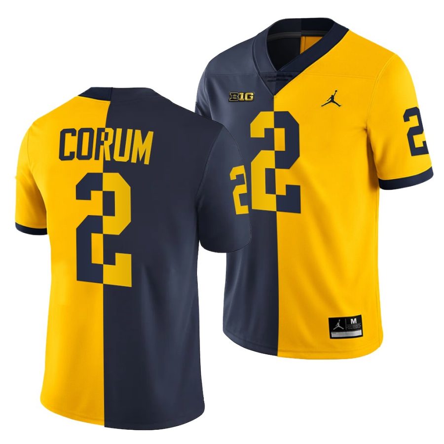 2021 22 michigan wolverines blake corum navy maize split edition college football jersey