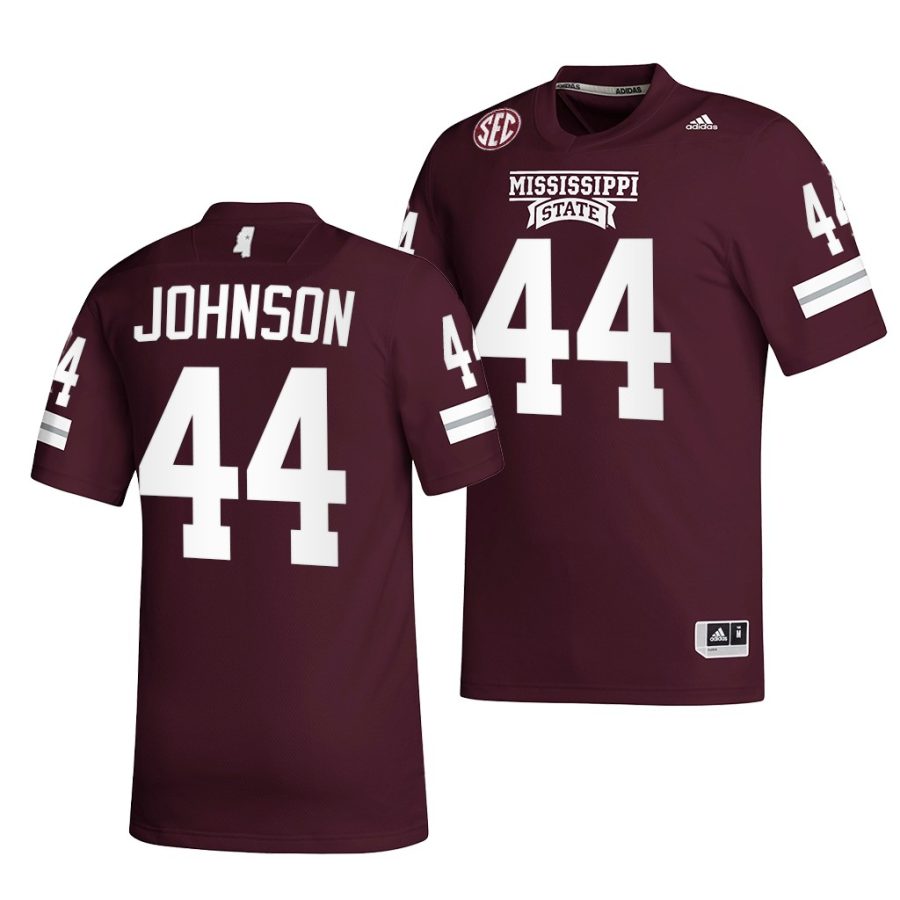 2021 22 mississippi state bulldogs jett johnson maroon college football replica jersey