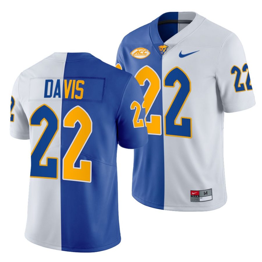 2021 22 pitt panthers vincent davis royal white split edition limited football jersey