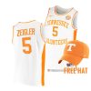 2021 22 tennessee volunteers zakai zeigler white college basketball free hat jersey