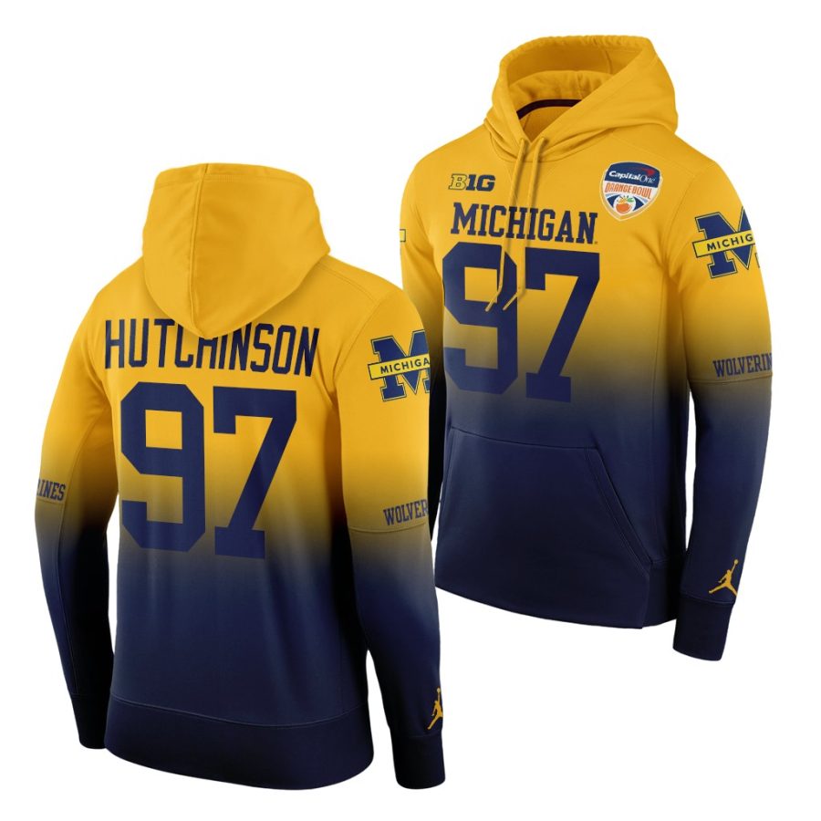 aidan hutchinson gold navy 2021 orange bowl michigan wolverines hoodie