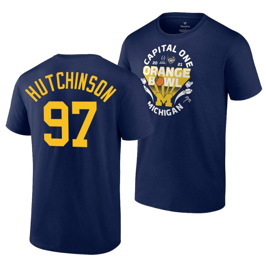 aidan hutchinson navy 2021 orange bowl cfp t shirts