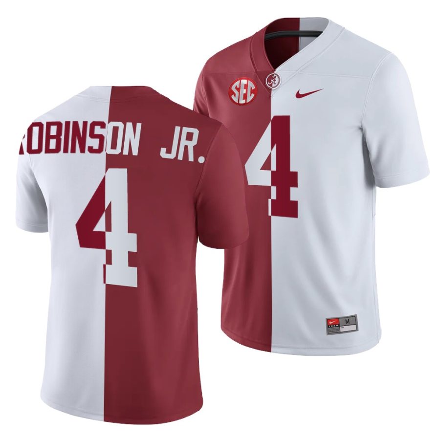 alabama crimson tide brian robinson jr. white crimson split men's jersey