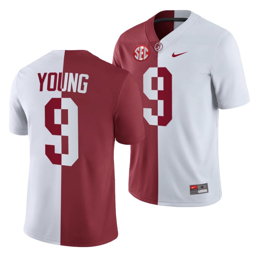 alabama crimson tide bryce young white crimson split men's jersey