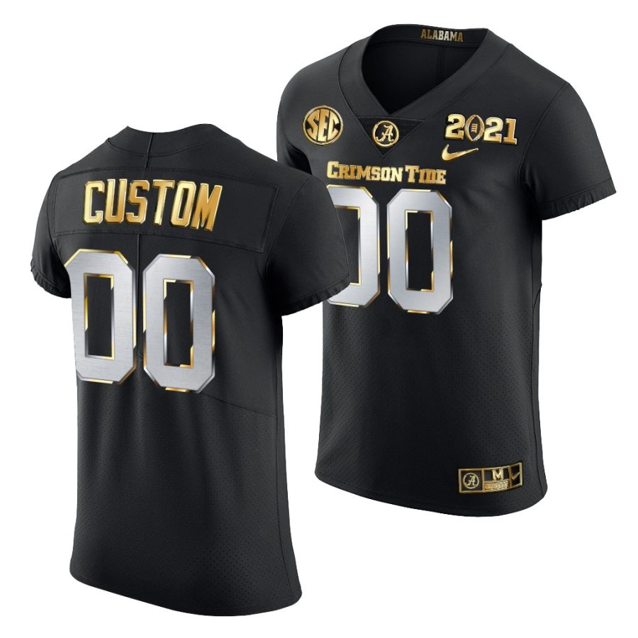 alabama crimson tide custom black 2021 college football playoff championship golden authentic jersey