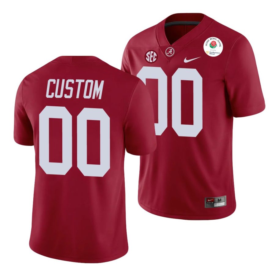 alabama crimson tide custom crimson 2021 rose bowl college football jersey