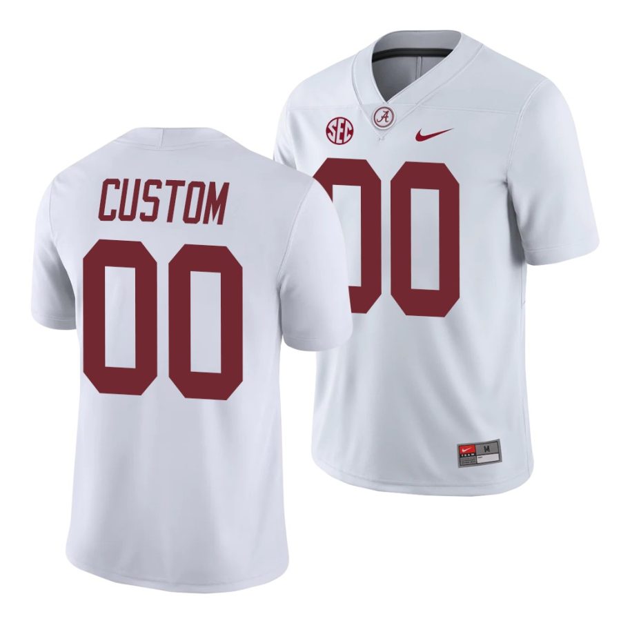 alabama crimson tide custom white game college football jersey