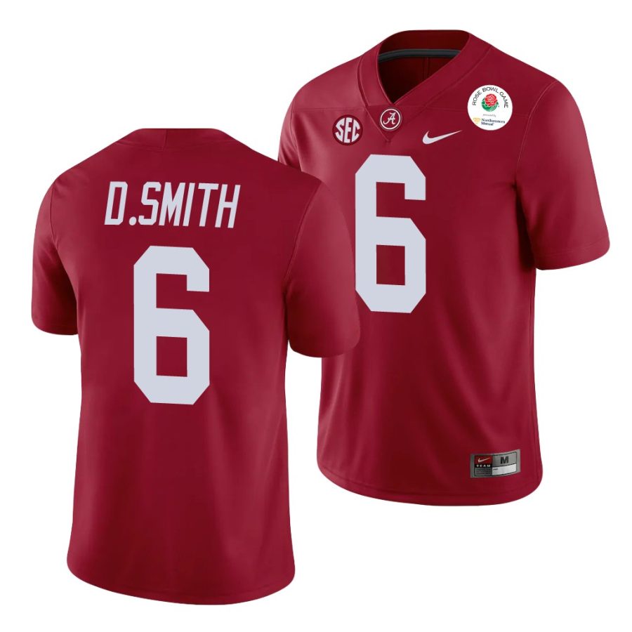 alabama crimson tide devonta smith crimson 2021 rose bowl college football jersey