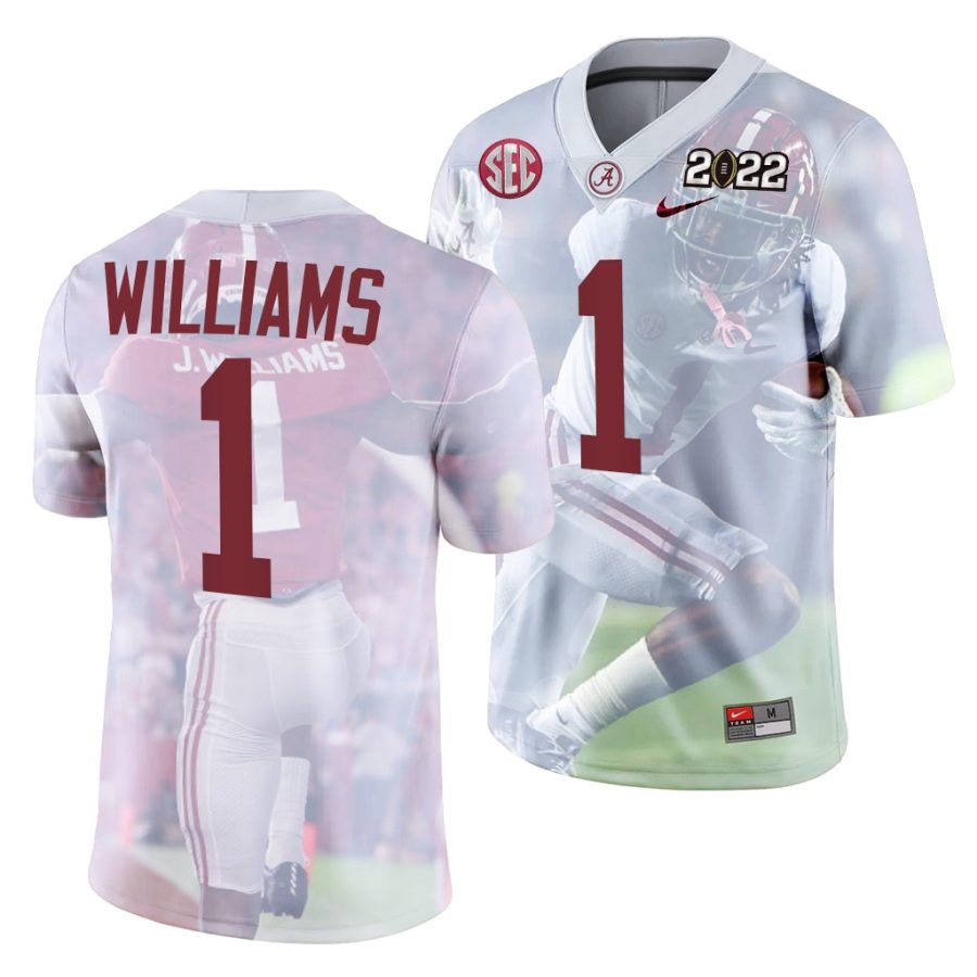 alabama crimson tide jameson williams white 2022 national championship decisive highlights jersey