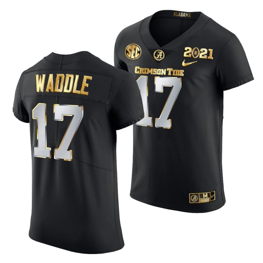 alabama crimson tide jaylen waddle black 2021 college football playoff championship golden authentic jersey