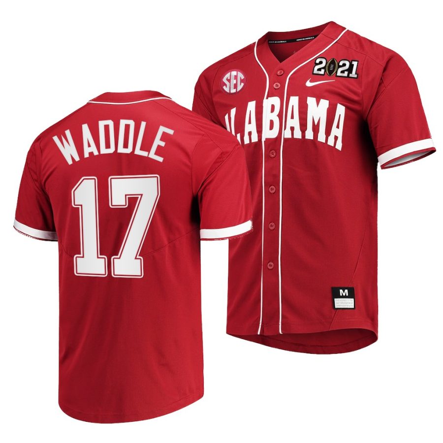 alabama crimson tide jaylen waddle crimson 2021 cfp national championship special commemorate men baseball jersey