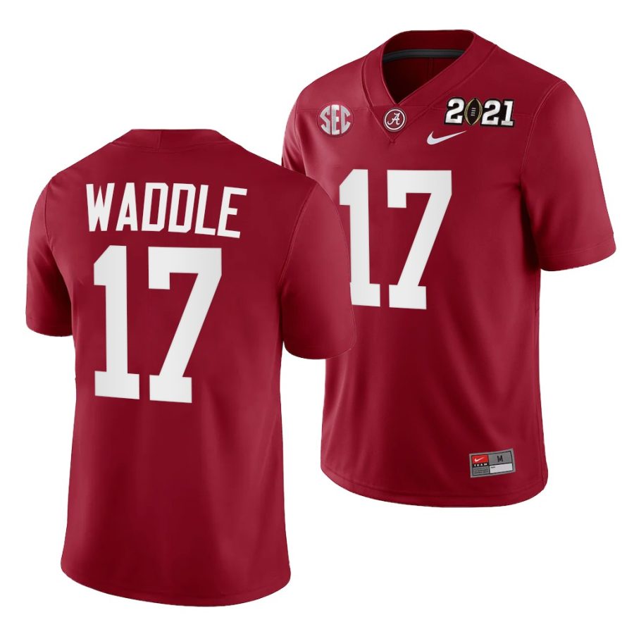 alabama crimson tide jaylen waddle crimson 2021 rose bowl champions college football playoff college football playoff jersey