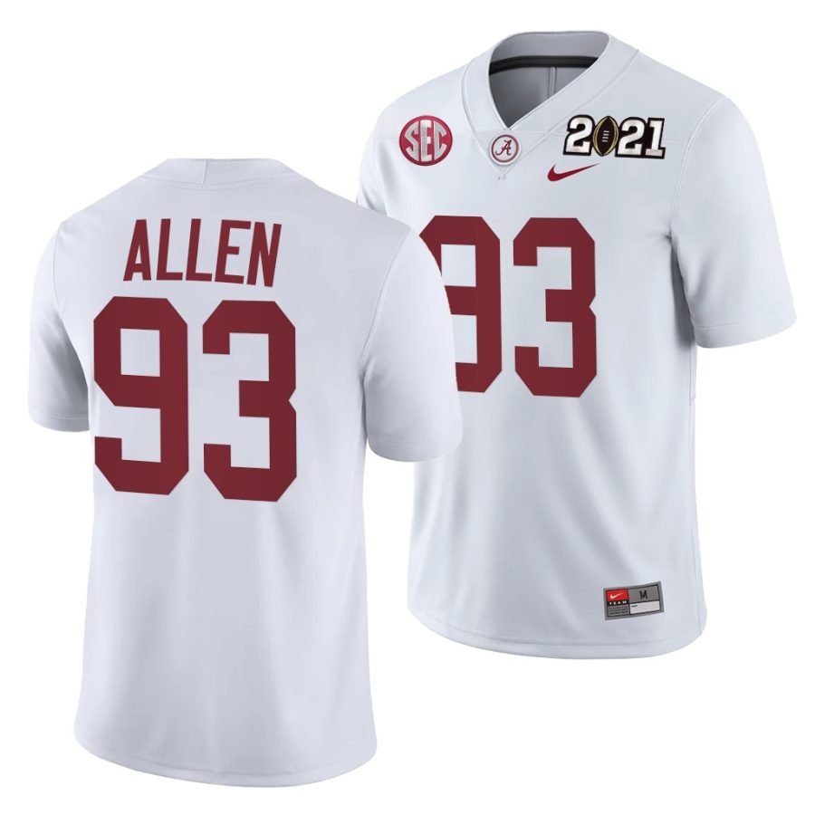 alabama crimson tide jonathan allen white 2021 rose bowl champions college football playoff college football playoff jersey