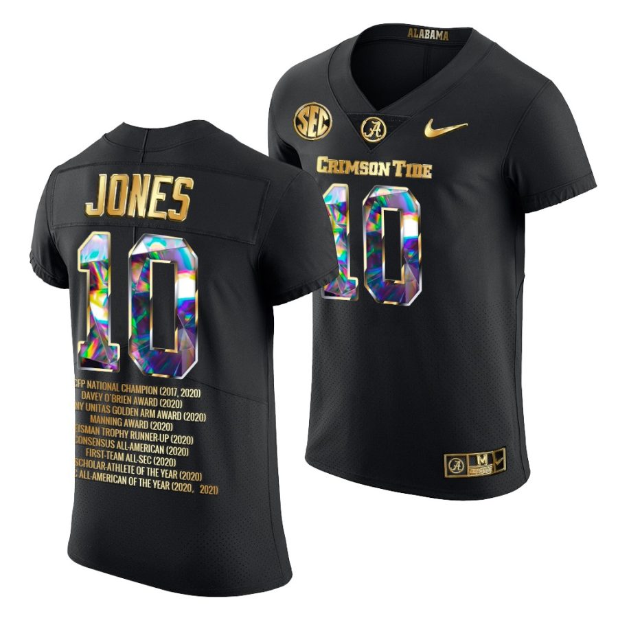 alabama crimson tide mac jones black college career awards glory diamond edition jersey