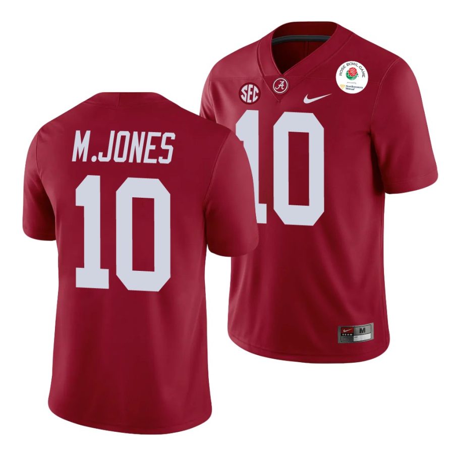 alabama crimson tide mac jones crimson 2021 rose bowl college football jersey