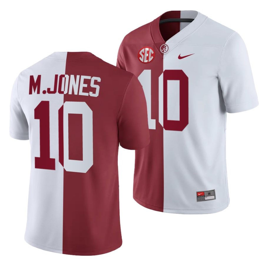 alabama crimson tide mac jones white crimson split men's jersey