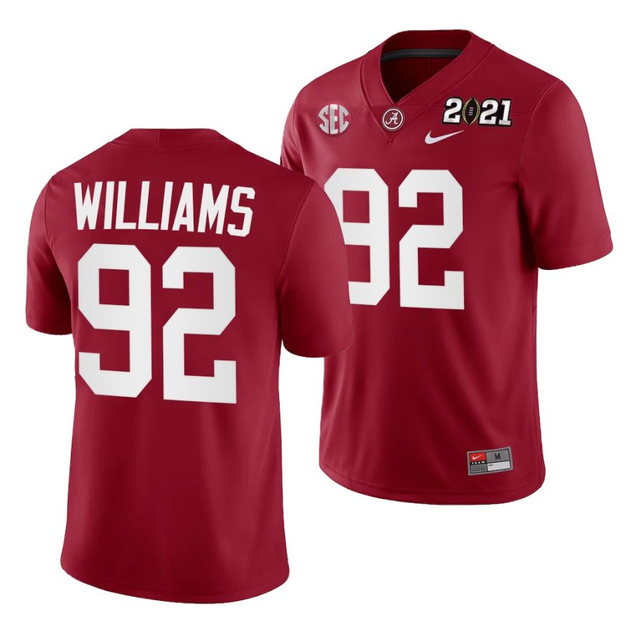 alabama crimson tide quinnen williams crimson 2021 rose bowl champions college football playoff college football playoff jersey