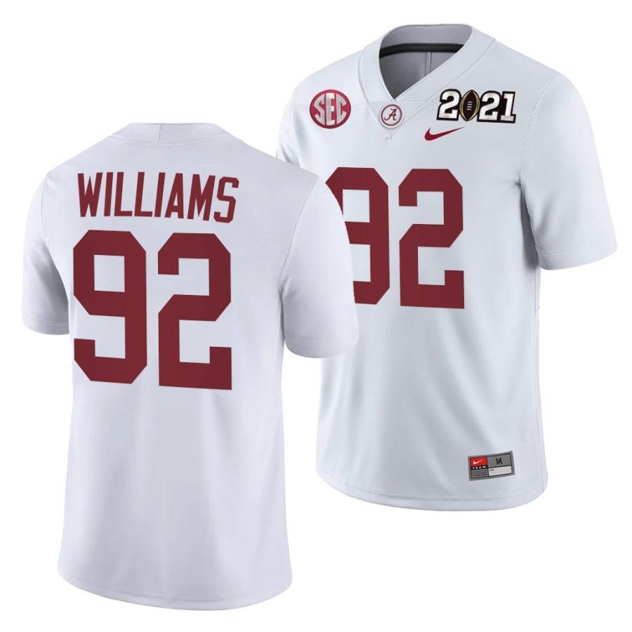 alabama crimson tide quinnen williams white 2021 rose bowl champions college football playoff college football playoff jersey