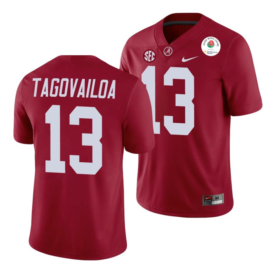 alabama crimson tide tua tagovailoa crimson 2021 rose bowl college football jersey