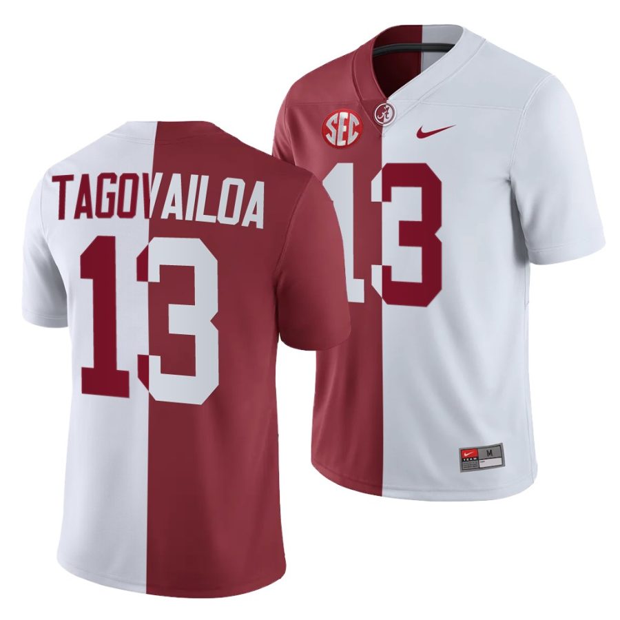 alabama crimson tide tua tagovailoa white crimson split men's jersey