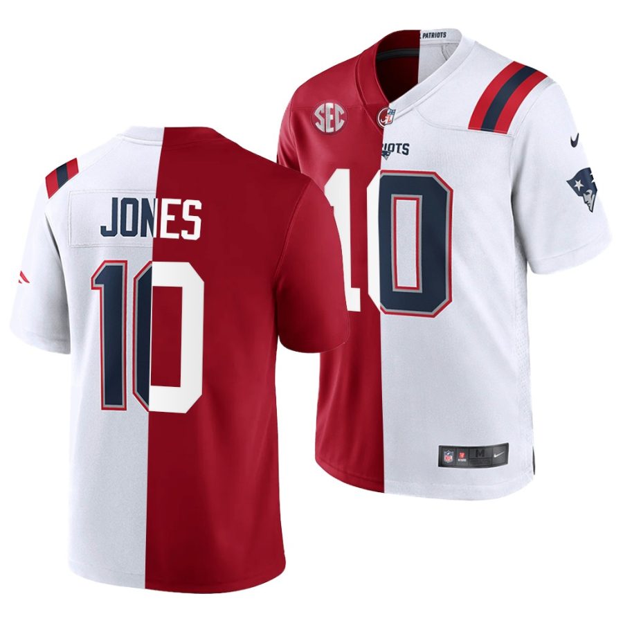 alabama crimson tide x patriots mac jones crimson white split edition commemorative jersey