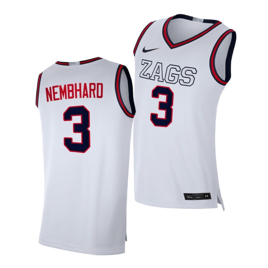 andrew nembhard gonzaga bulldogs white replica 2020 21 college basketball jersey