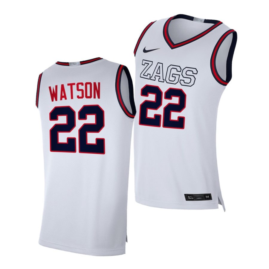 anton watson gonzaga bulldogs white replica 2020 21 college basketball jersey