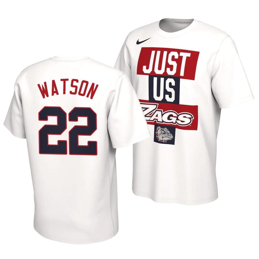 anton watson white just us gonzaga shirt 0