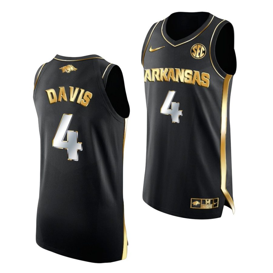 arkansas razorbacks davonte davis 2021 march madness golden authentic black jersey