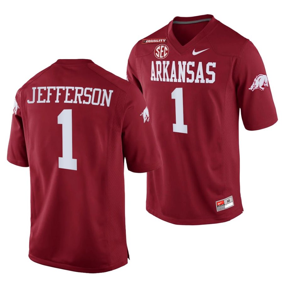 arkansas razorbacks kj jefferson cardinal college football men jersey