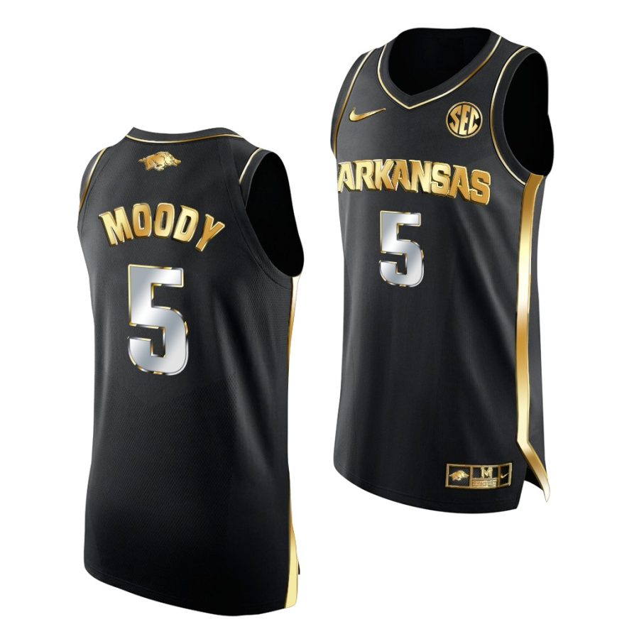 arkansas razorbacks moses moody 2021 march madness golden authentic black jersey