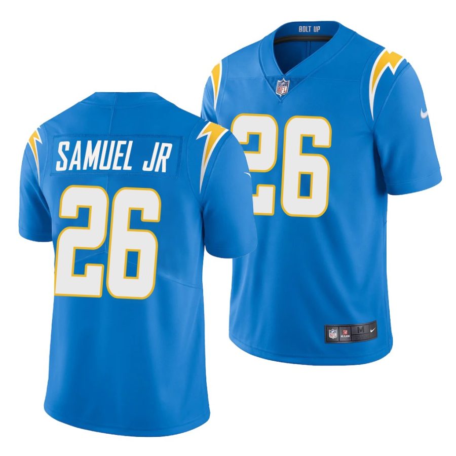 asante samuel jr. chargers 2021 nfl draft vapor limited men's powder blue jersey