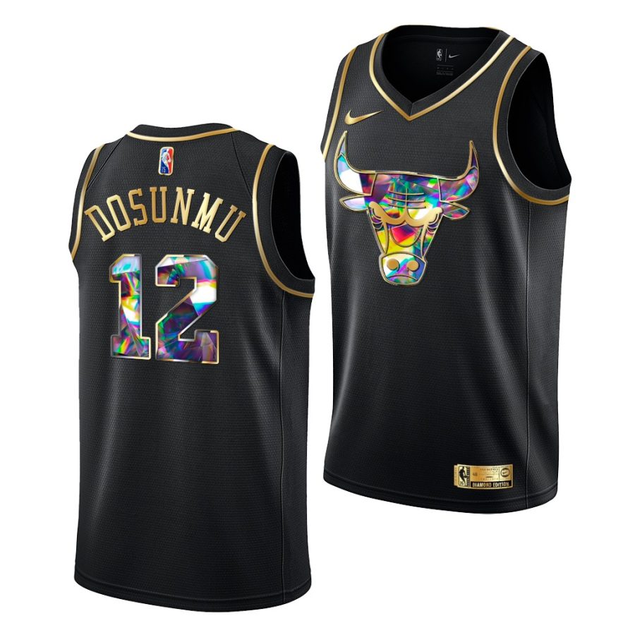 ayo dosunmu bulls diamond logo black golden edition 2021 22 jersey