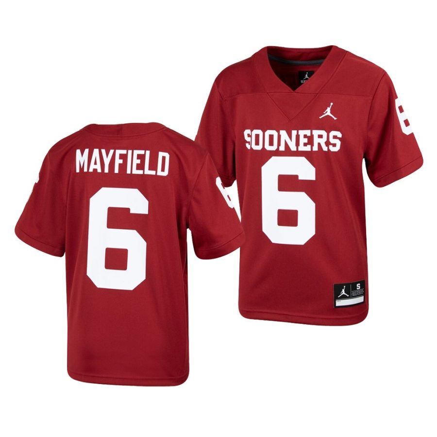 baker mayfield crimson replica youth jersey