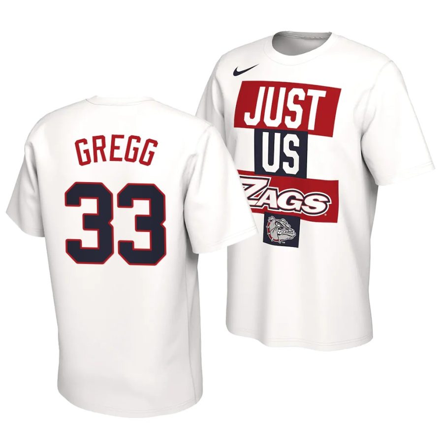 ben gregg white just us gonzaga shirt