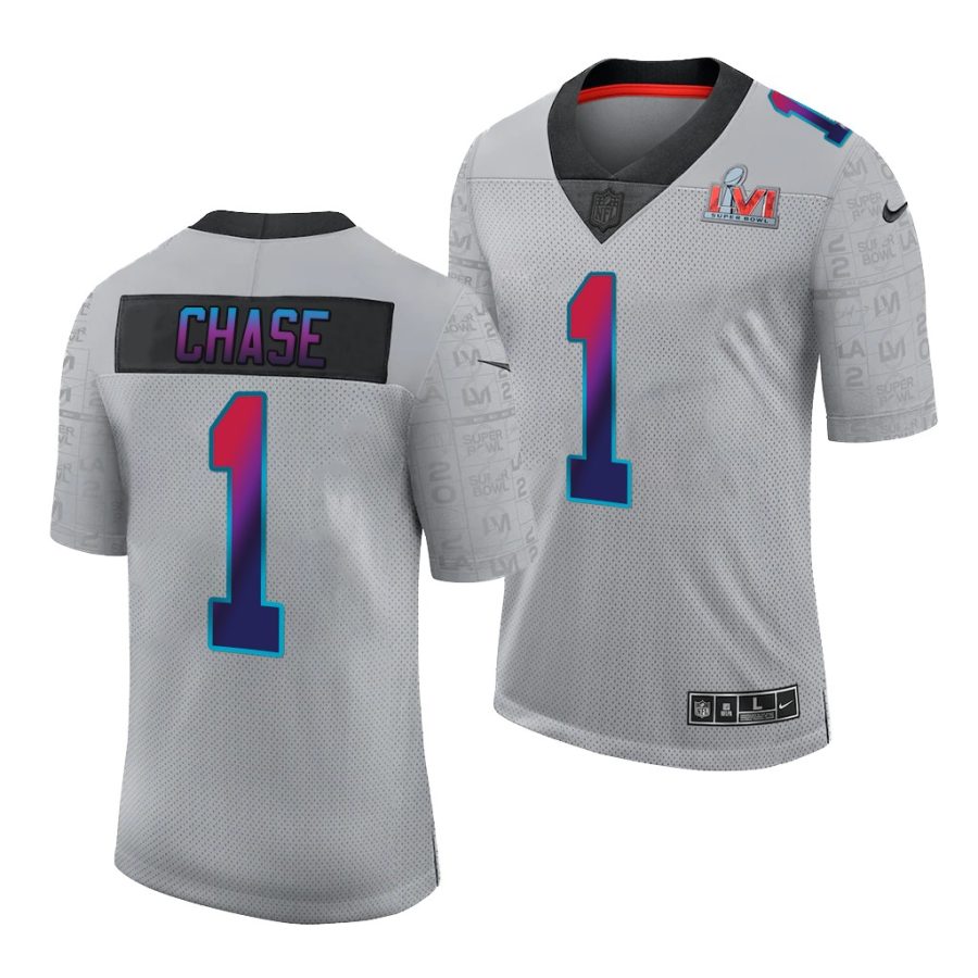 bengals ja'marr chase gray super bowl lvi nfl draft jersey