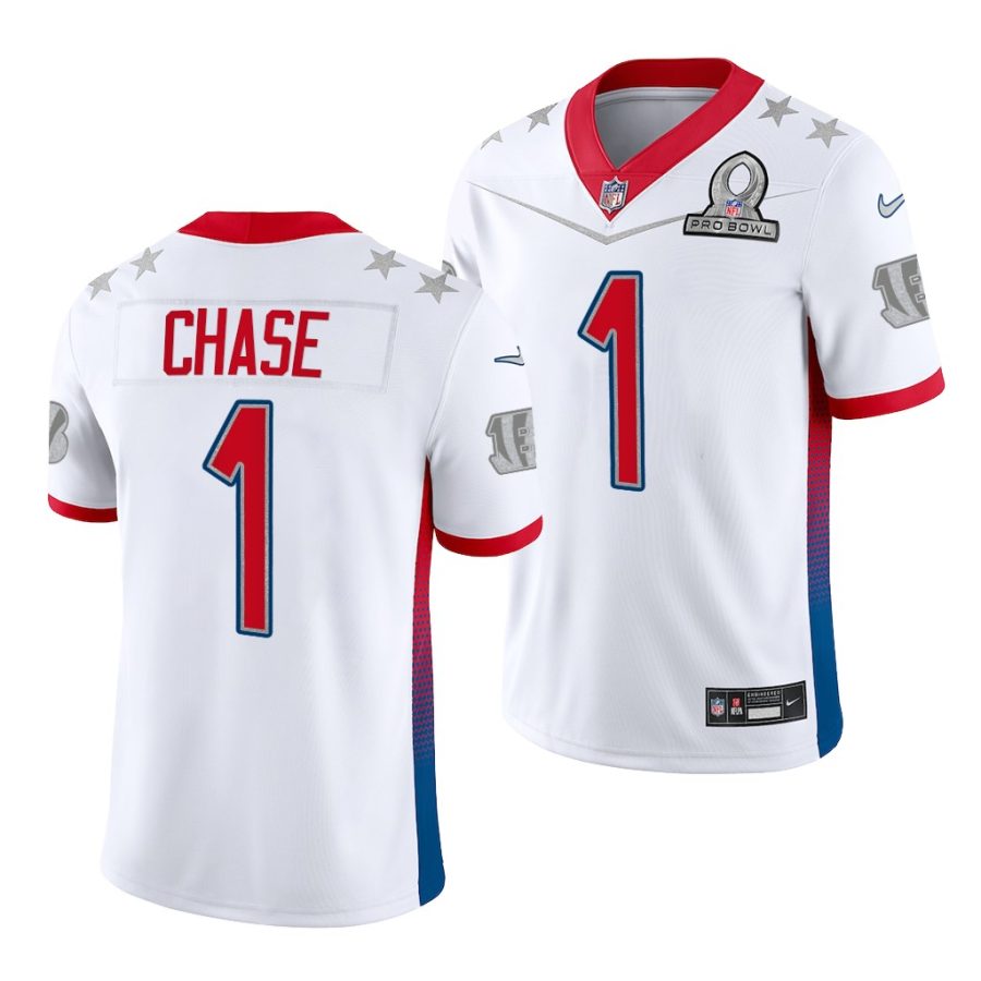 bengals ja'marr chase white 2022 afc pro bowl nfl draft jersey