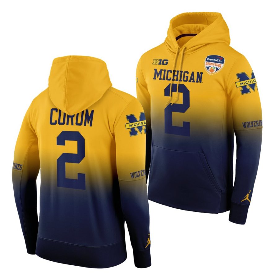 blake corum gold navy 2021 orange bowl michigan wolverines hoodie