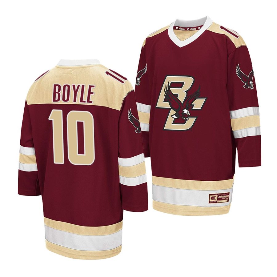 boston college eagles brian boyle 2021 22 college hockey maroon away jersey