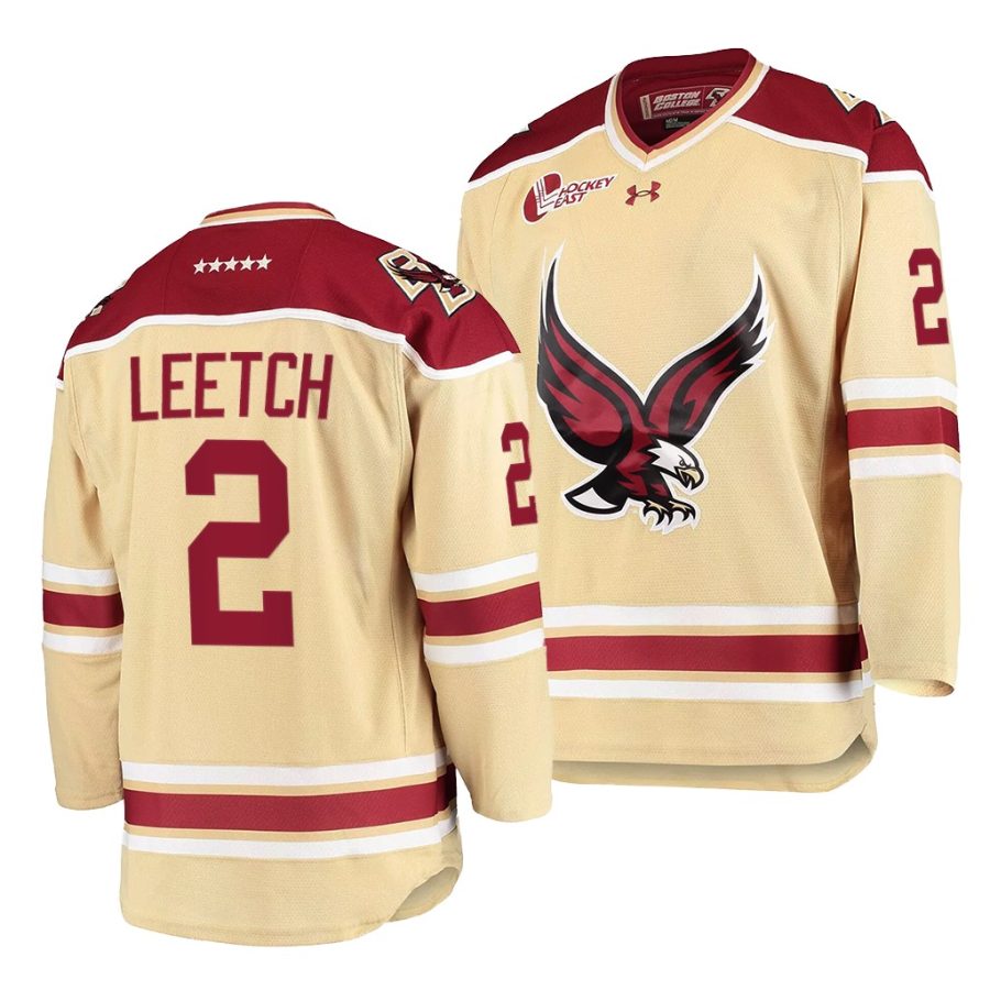 boston college eagles brian leetch 2021 22 college hockey beige alternate jersey